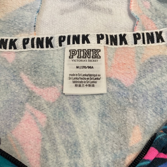 VS PINK Women's Orange and Teal Tropical Print Hoodie jacket M - Picture 7 of 10